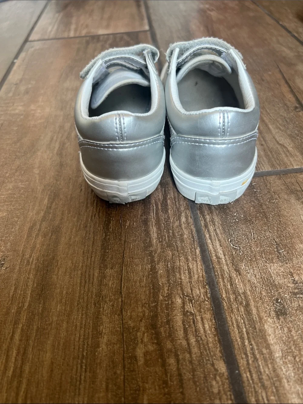 Vans Kids Metallic Silver Velcro Skate Sneakers